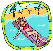 woman on a lilo floating on the sea.