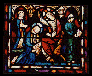 Mary pours perfume on Jesus feet 