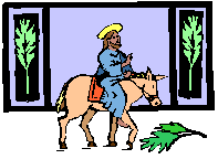 Jesus' entry into Jerusalem, riding on a donkey